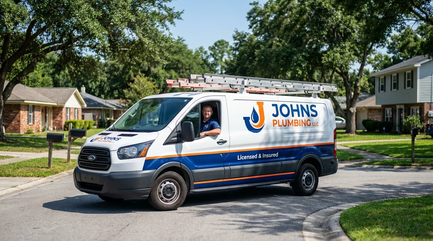 Johns Plumbing LLC service van in Valdosta, GA