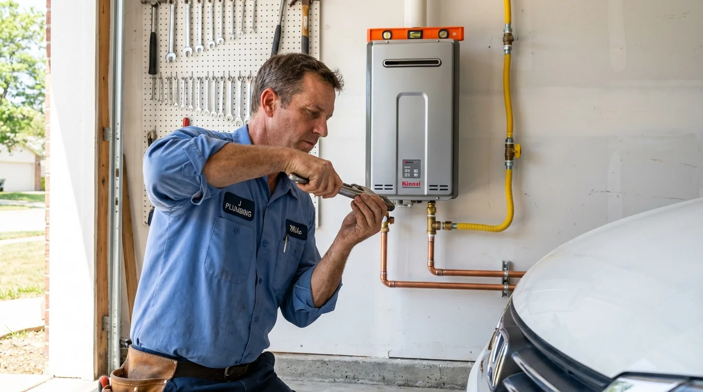 Tankless water heater installation by a Johns Plumbing LLC plumber in Valdosta