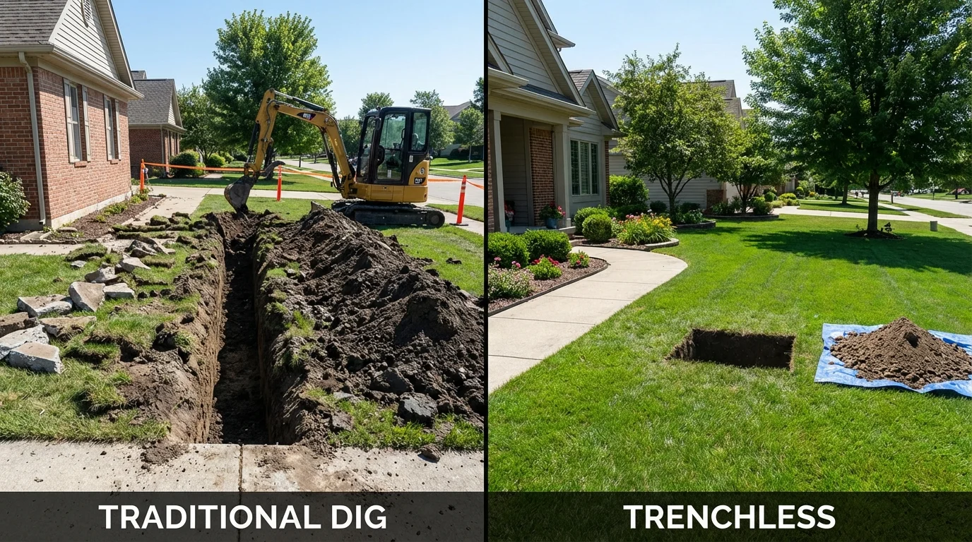 Trenchless sewer repair with minimal yard damage versus traditional excavation in Valdosta, GA